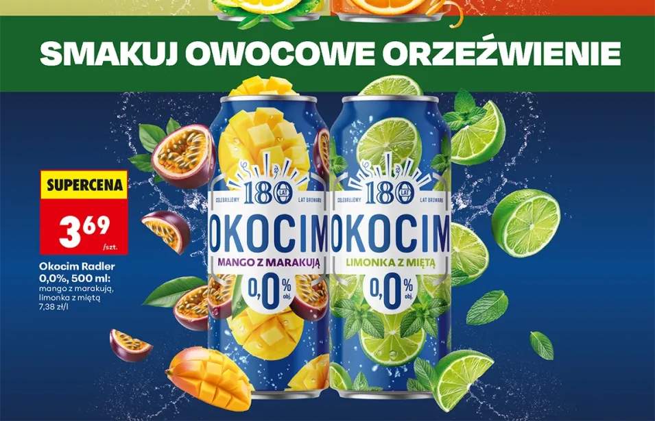 Piwo bezalkoholowe Okocim Radler Limonka z Miętą +1 wariant