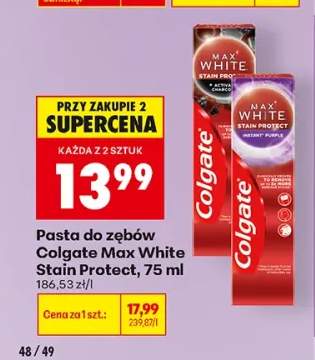 Pasta do zębów Colgate Max White Stain Protect Instant Purple +1 wariant
