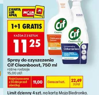 Spray do czyszczenia Cif Cleanboost Odtłuszczacz +1 wariant