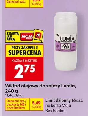 Wkład olejowy do zniczy Lumia