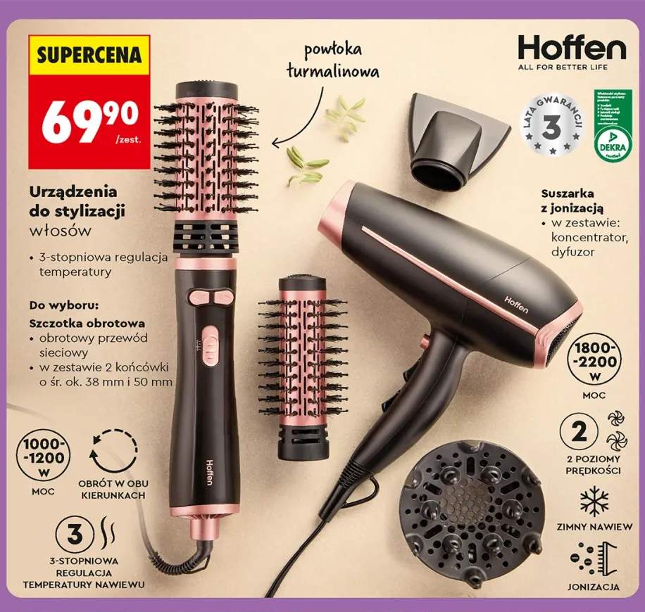 Szczotka obrotowa do włosów Hoffen +1 wariant