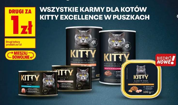 Karmy dla kotów Kitty Excellence w puszkach +5 wariantów
