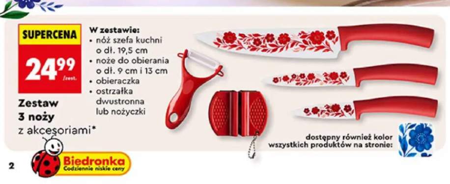 Zestaw 3 noży z akcesoriami Emalia Olkusz