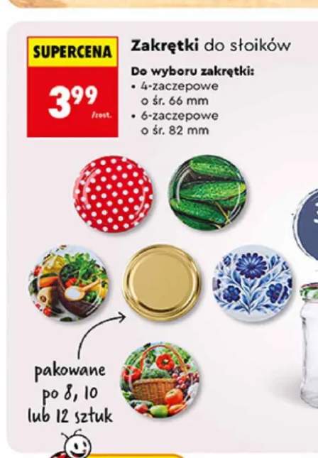 Zakrętki do słoików 4-zaczepowe śr. 66 mm +1 wariant