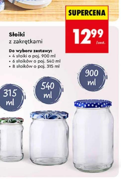 Słoiki z zakrętkami 4-pak 900 ml +2 warianty