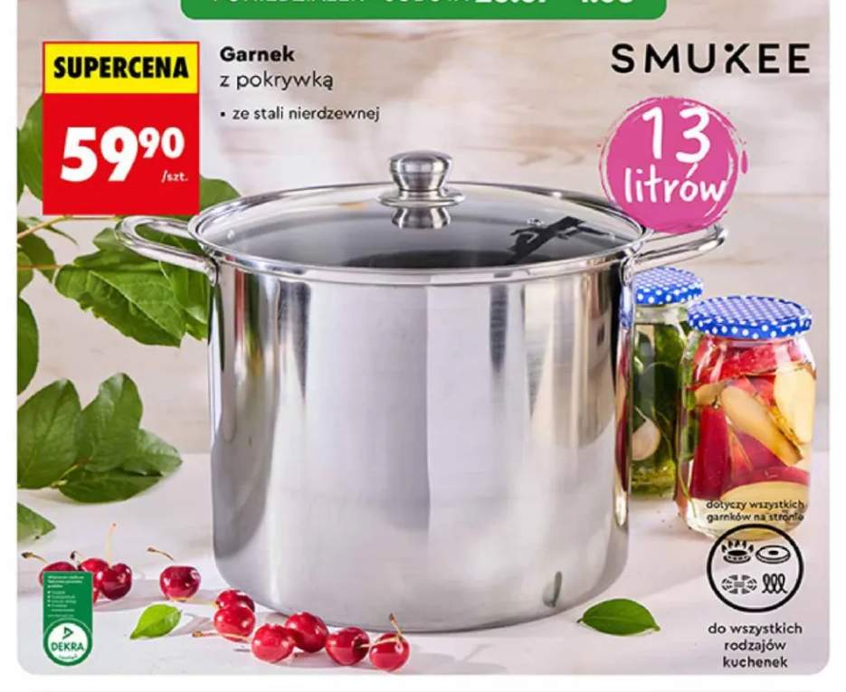 Garnek z pokrywką Smukee ze stali nierdzewnej 13 l