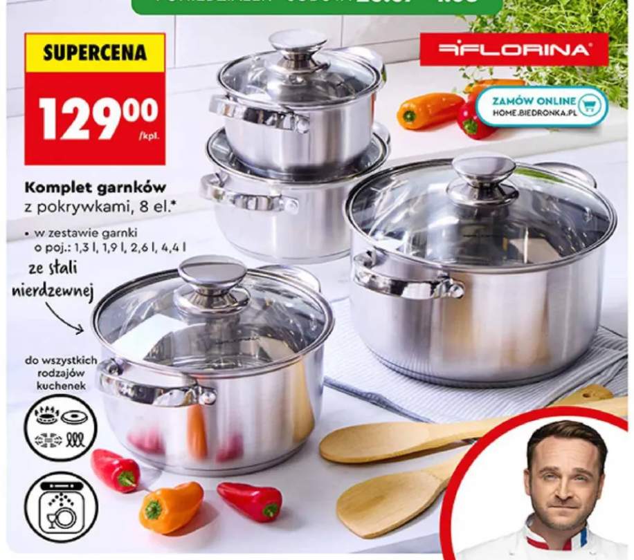 Komplet garnków z pokrywkami Florina