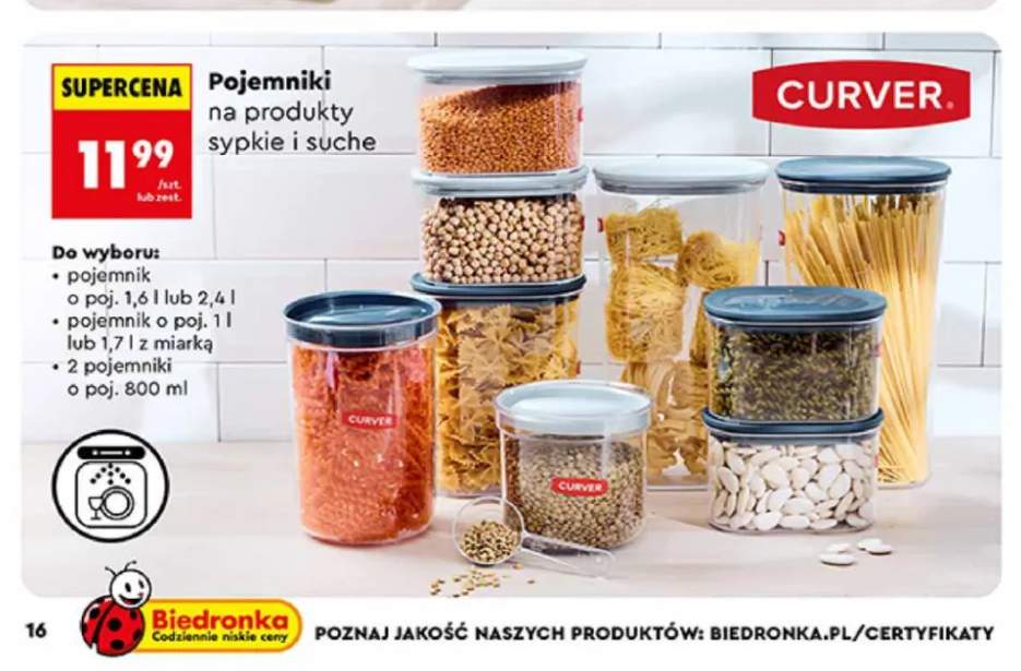 Pojemnik na produkty sypkie i suche Curver 1,6 l +2 warianty