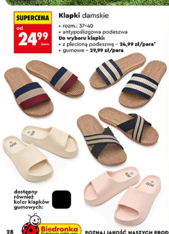 Klapki damskie z plecioną podeszwą Clevé +1 wariant
