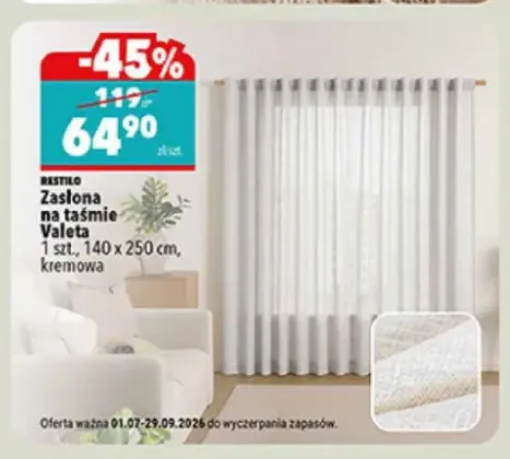 Zasłona na taśmie Restilo Valeta
