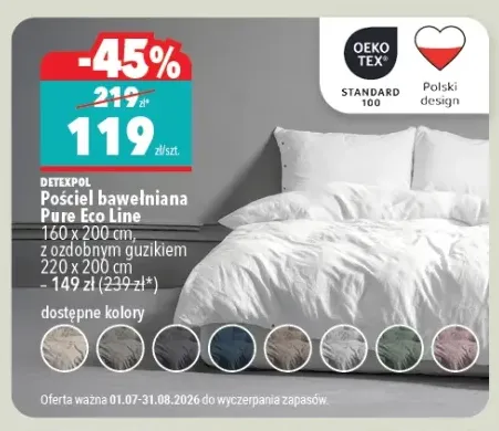 Pościel bawełniana Detexpol Pure Eco Line 160x200 cm