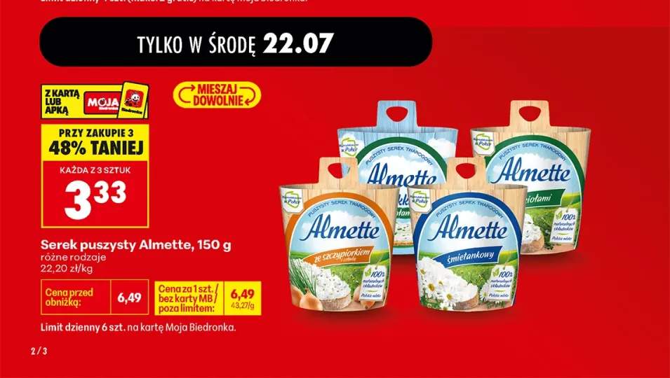Serek puszysty Almette z ziołami +1 wariant