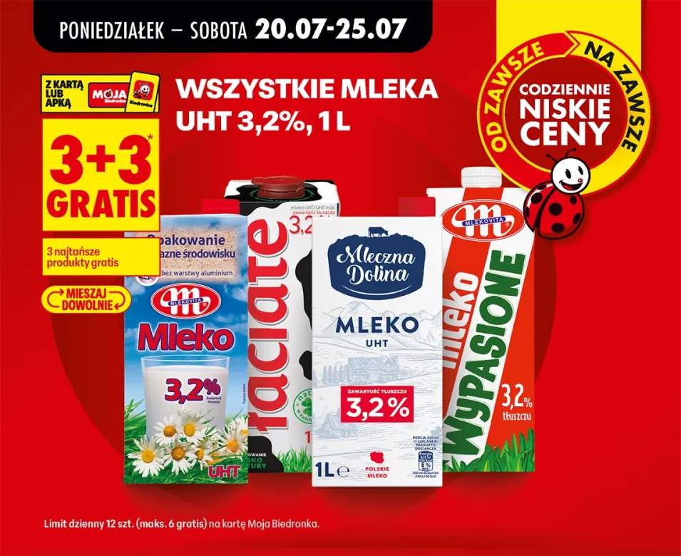 Mleka UHT 3,2%, 1 l +3 warianty