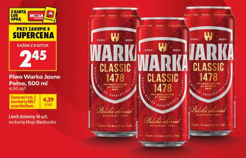 Piwo Warka Jasne Pełne