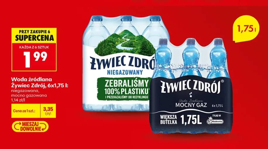 Woda źródlana niegazowana Żywiec Zdrój 6-pak +1 wariant