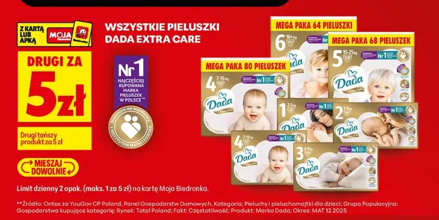 Pieluszki Dada Extra Care 4 Mega Paka +3 warianty