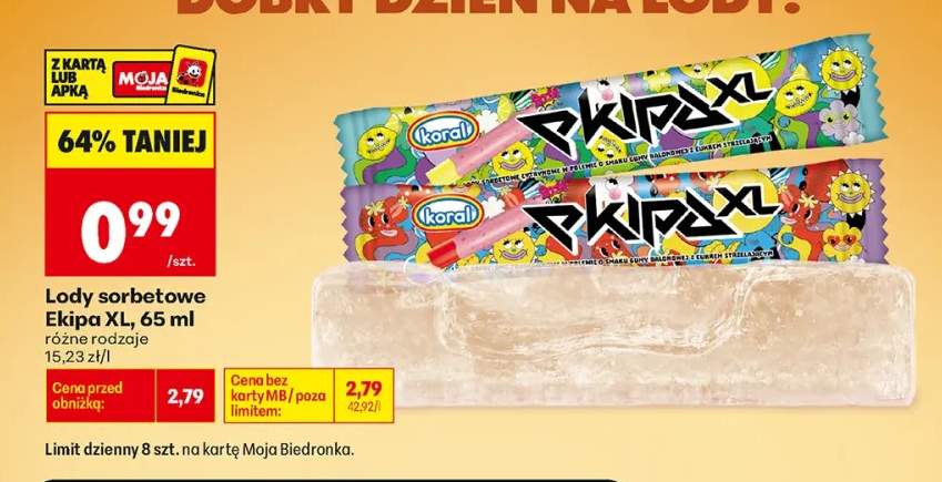Lody sorbetowe Ekipa XL Koral