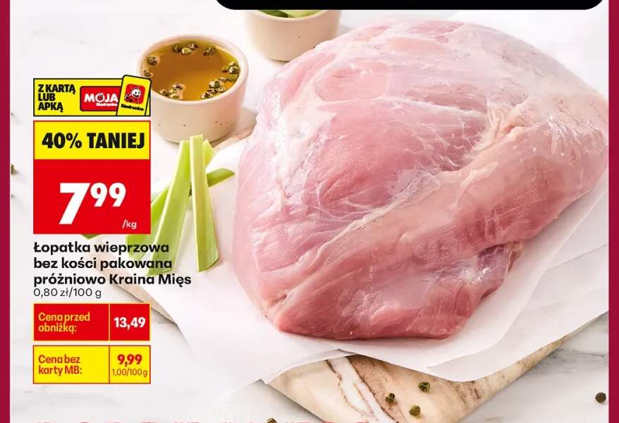 Łopatka wieprzowa bez kości pakowana próżniowo Kraina Mięs