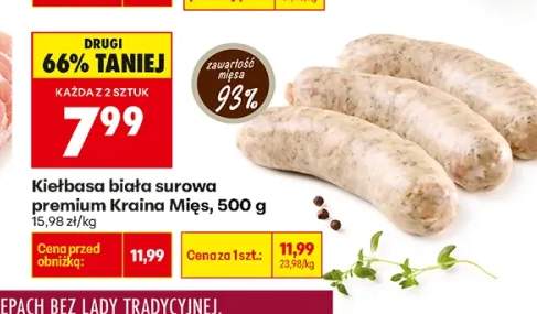 Kiełbasa biała surowa premium Kraina Mięs