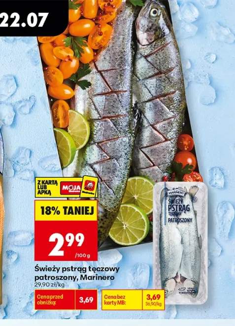 Świeży pstrąg tęczowy patroszony Marinero
