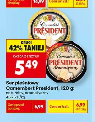 Ser pleśniowy Camembert naturalny Président +1 wariant