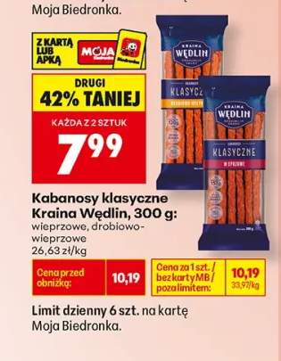 Kabanosy klasyczne Kraina Wędlin wieprzowe +1 wariant