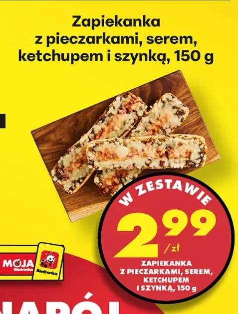 Zapiekanka z pieczarkami, serem, ketchupem i szynką