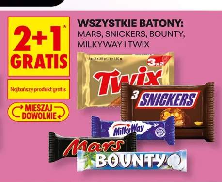 Batony: Mars, Snickers, Bounty, Milky Way i Twix +5 wariantów