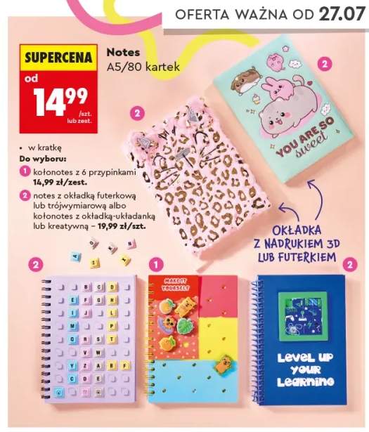 Kołonotes z 6 przypinkami Kayet 80 kartek +4 warianty