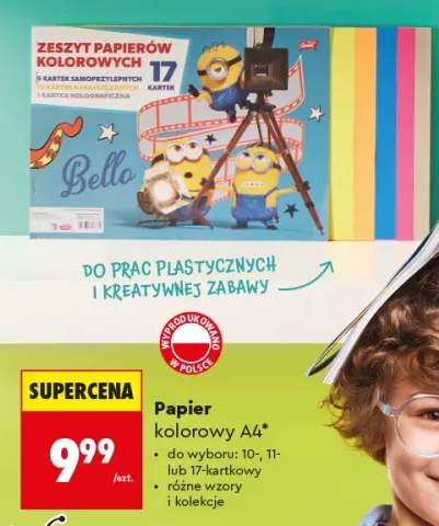 Papier kolorowy A4 10-kartkowy LOOZZ +2 warianty