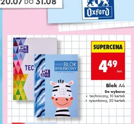 Blok rysunkowy A4 Oxford 20 kartek