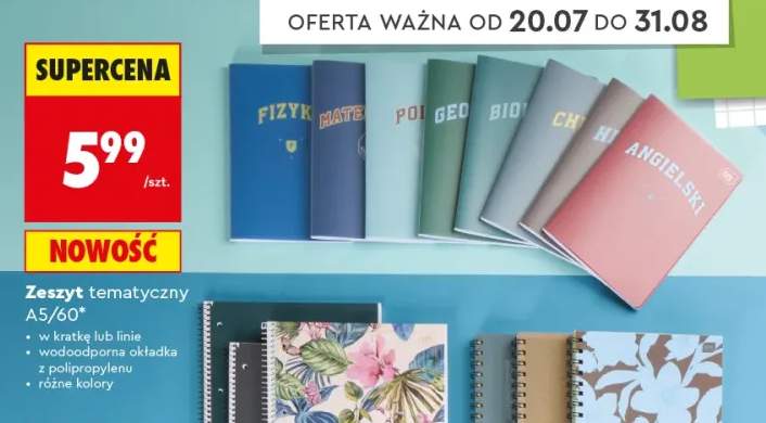 Zeszyt tematyczny A5/60 w kratkę Interdruk +1 wariant