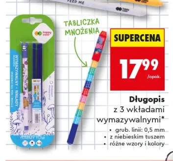 Długopis z 3 wkładami wymazywalnymi Happy Color