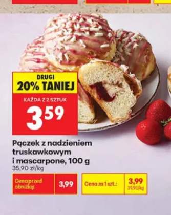 Pączek z nadzieniem truskawkowym i mascarpone