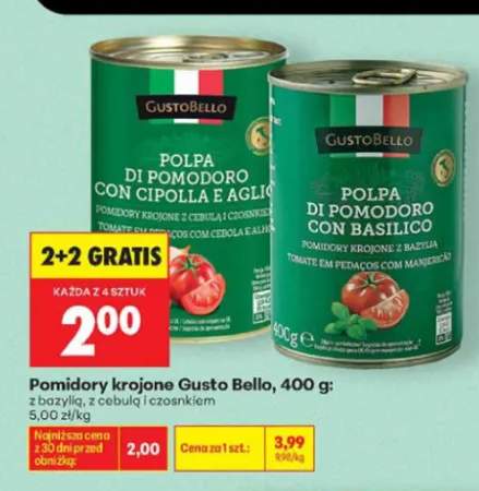 Pomidory krojone Gusto Bello z bazylią +1 wariant