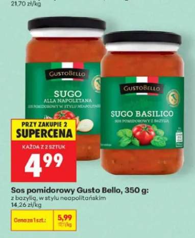 Sos pomidorowy Gusto Bello z bazylią +1 wariant
