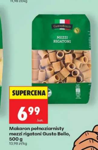 Makaron pełnoziarnisty mezzi rigatoni Gusto Bello