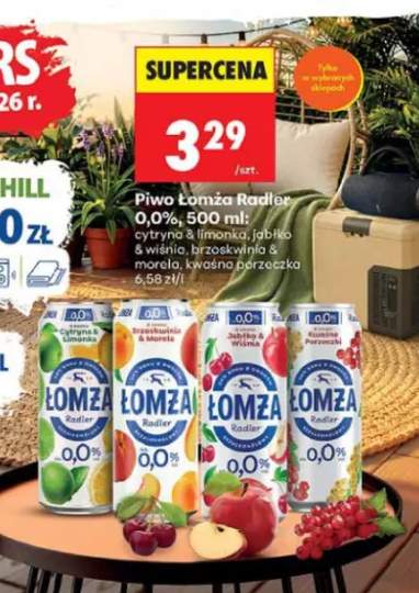 Piwo bezalkoholowe Łomża Radler cytryna & limonka +3 warianty