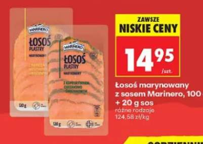Łosoś plastry marynowany z pieprzem i musztardą miodową Marinero +1 wariant