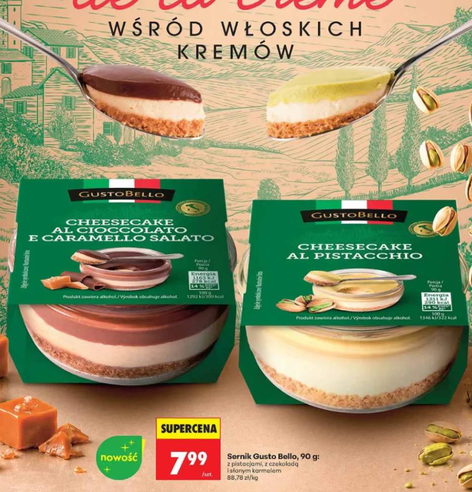Sernik GustoBello z czekoladą i słonym karmelem +1 wariant