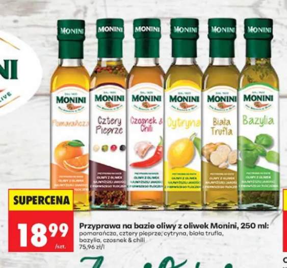 Przyprawa na bazie oliwy z oliwek Monini pomarańcza +5 wariantów
