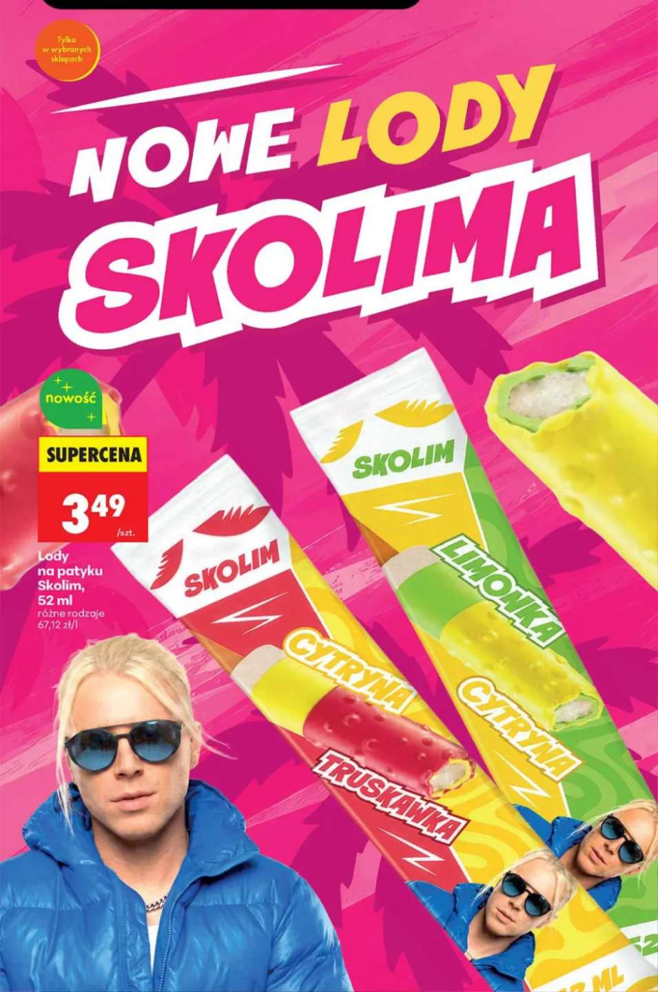 Lody na patyku Skolim Cytryna Truskawka +1 wariant