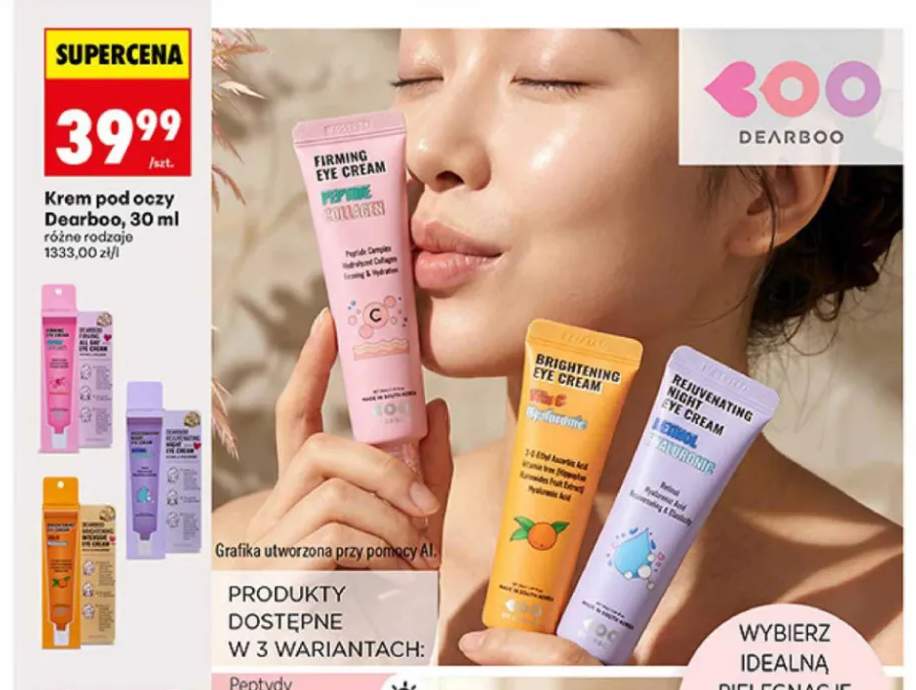 Krem pod oczy Dearboo Peptydy i kolagen +2 warianty