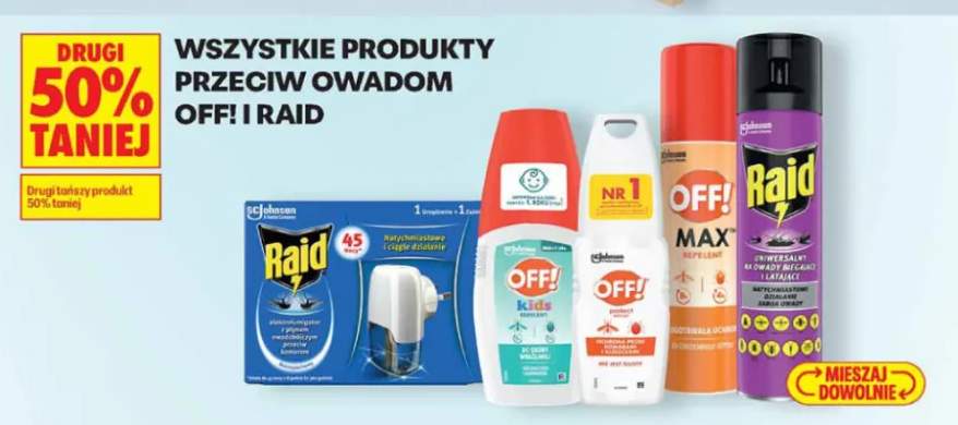 Produkty przeciw owadom OFF! i Raid +5 wariantów