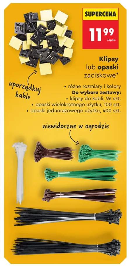 Klipsy do kabli Niteo 96-pak +2 warianty