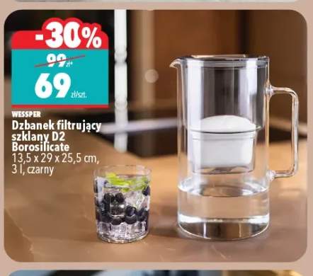 Dzbanek filtrujący szklany Wessper D2 Borosilicate
