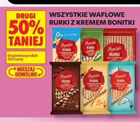 Waflowe rurki z kremem o smaku waniliowym Bonitki +2 warianty