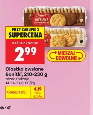Ciastka owsiane z czekoladą mleczną Bonitki +1 wariant