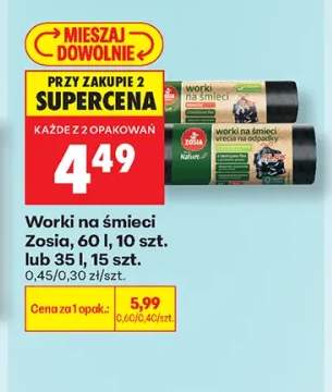 Worki na śmieci Zosia 60 l +1 wariant
