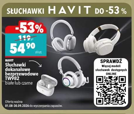 Słuchawki dokanałowe bezprzewodowe Havit TW982 czarne +1 wariant